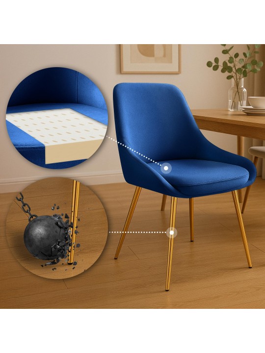 Elmira bársonyarany étkezőszék, sötétkék
