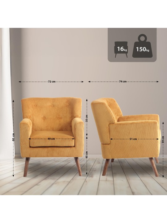 Kioni Cord fotel, narancs