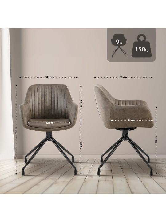 2 db Welby Vintage étkezőszék készlet, szürke