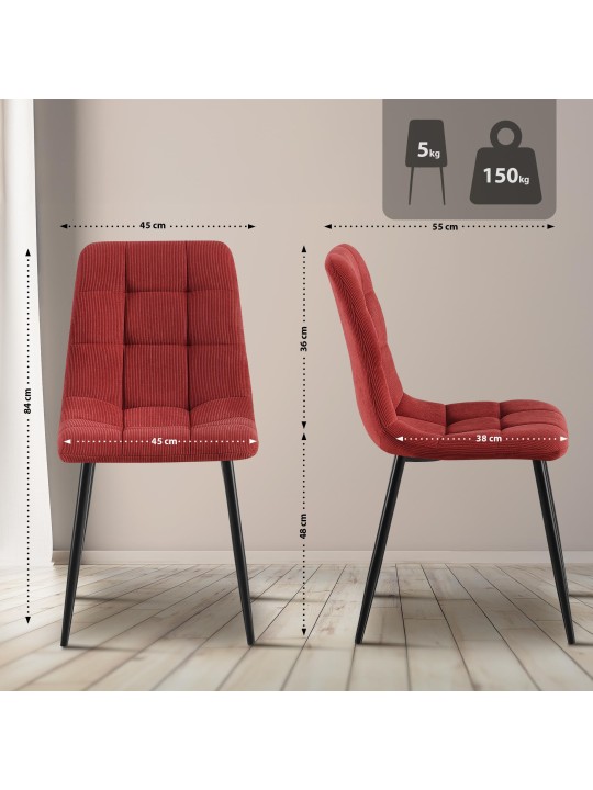 Antibes Cord étkezőszék, bordó