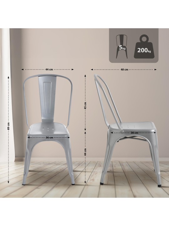 4 db Benedict szék készlet, ezüst