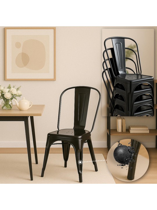 4 db Benedict szék készlet, fekete
