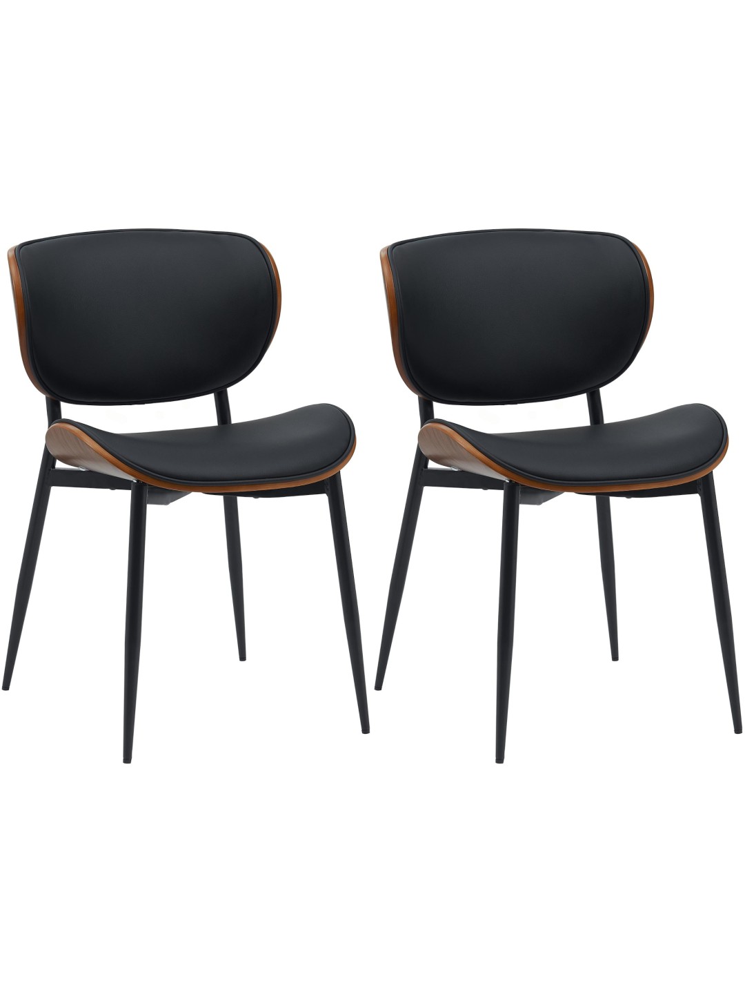 2 db étkezőszékből álló Enid műbőr szett, dió/fekete
