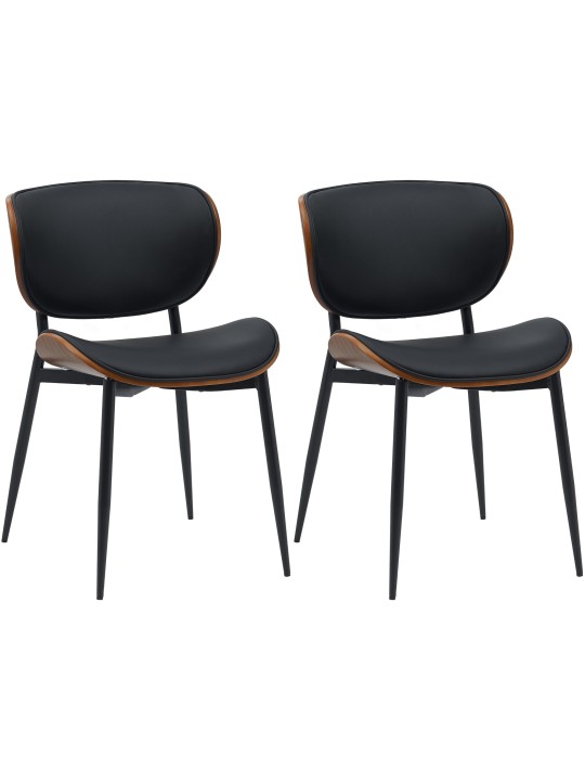 2 db étkezőszékből álló Enid műbőr szett, dió/fekete