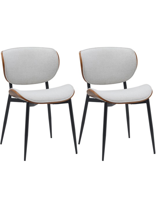 2 db étkező szék készlet Enid anyagból, dió/krém