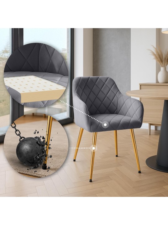 Étkezőszék Monett velvet G, sötétszürke