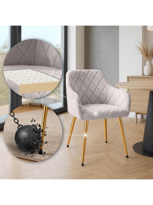 2db-os étkezőszék szett Monett velvet G, szürke