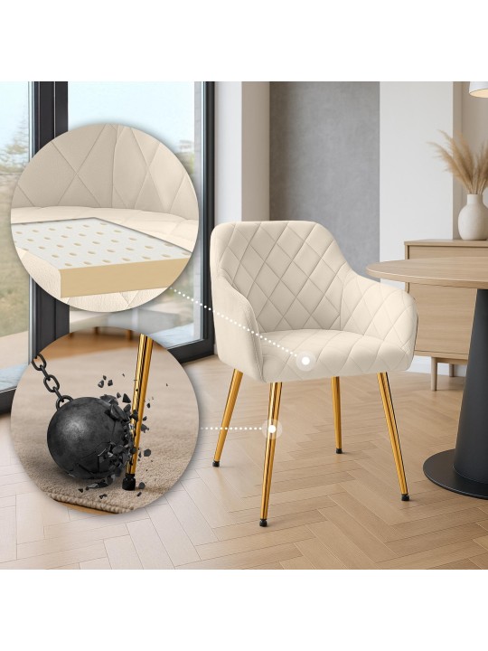 2db-os étkezőszék szett Monett velvet G, krém