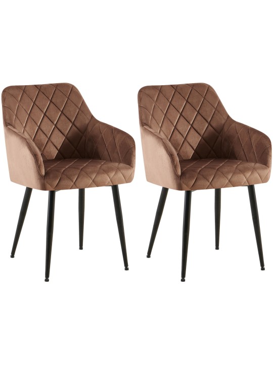 2 db-os Monett velvet B étkezőszék szett, barna