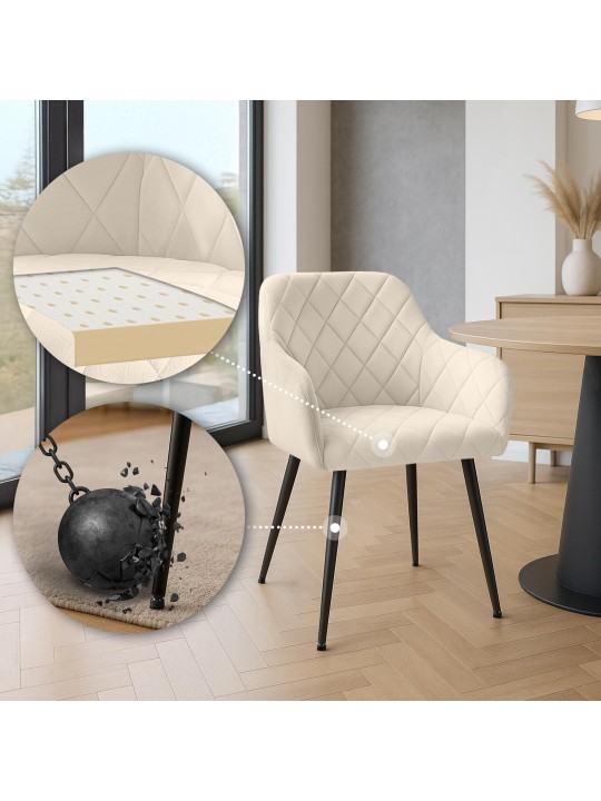 2 db-os Monett velvet B étkezőszék szett, krém