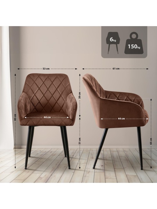 Étkezőszék Monett bársony B, barna
