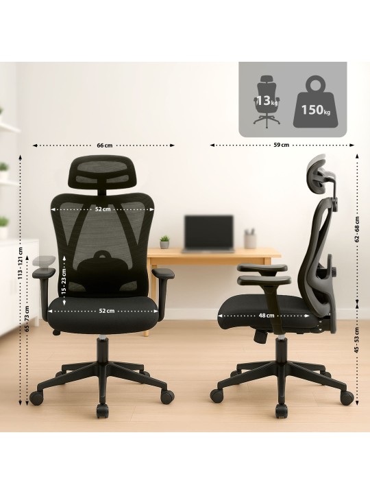 Elisha irodai szék, fekete