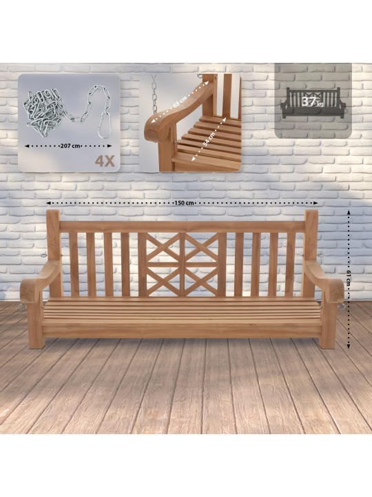 Lengőpad Farm 150 cm, teak