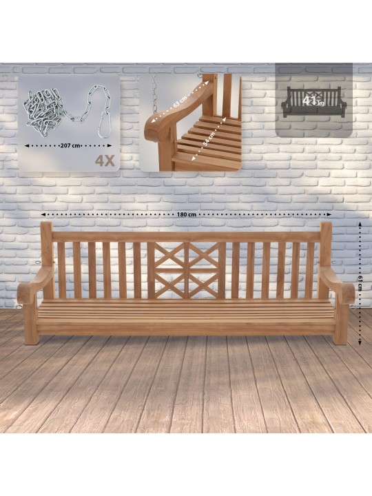Lengőpad Farm 180 cm, teak