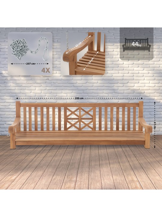 Lengőpad Farm 200 cm, teak