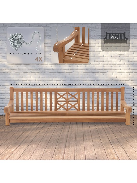 Lengőpad Farm 220 cm, teak