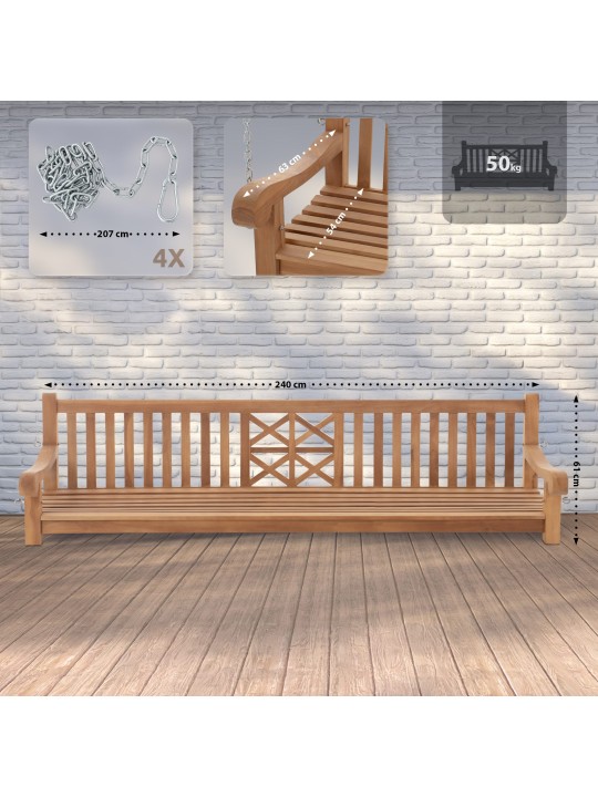 Lengőpad Farm 240 cm, teak