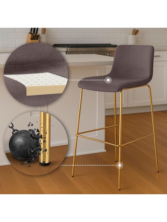 Bárszék Hoover Velvet 4 láb arany, barna