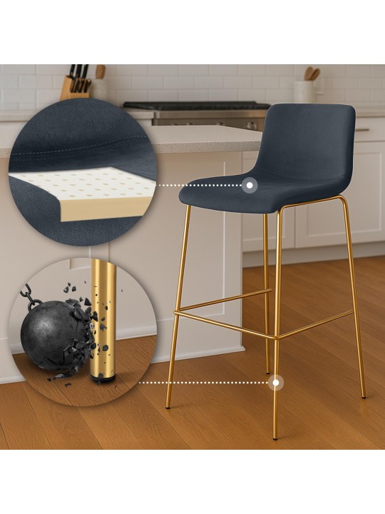 Bárszék Hoover Velvet 4 láb arany, fekete