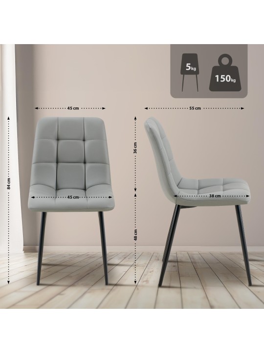 Antibes műbőr étkezőszék, világosszürke