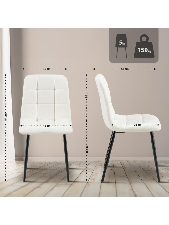 Antibes műbőr étkezőszék, fehér