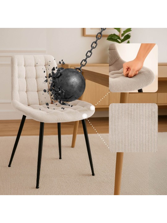 Sardna Cord étkezőszék, krém