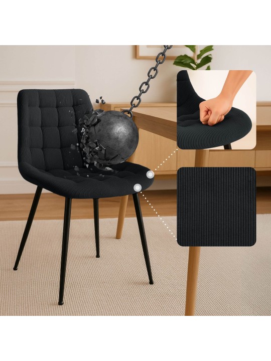 Sardna Cord étkezőszék, fekete
