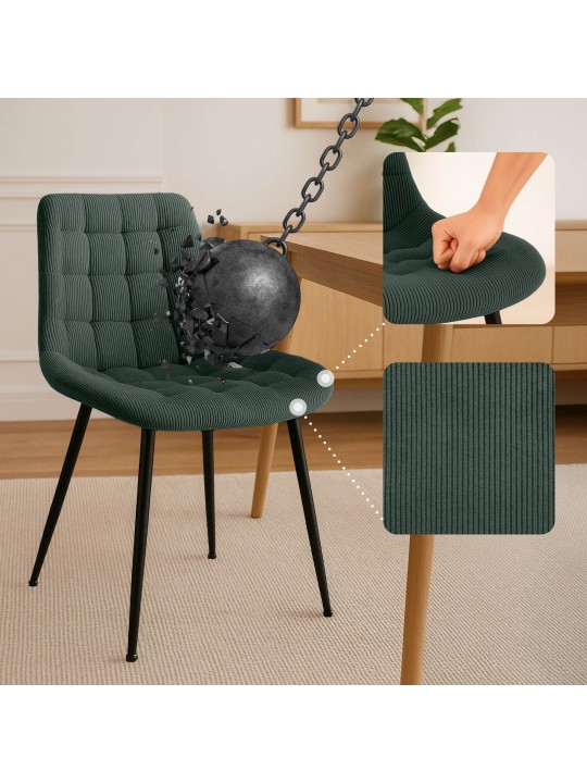 Sardna Cord étkezőszék, zöld