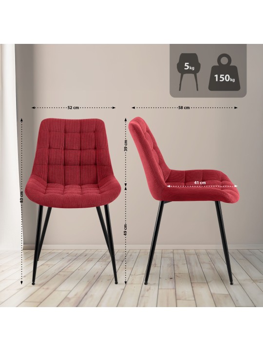 Sardna Cord étkezőszék, bordó