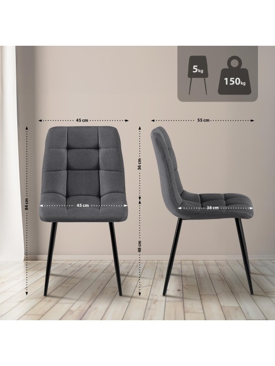 Antibes szövet étkezőszék, sötétszürke