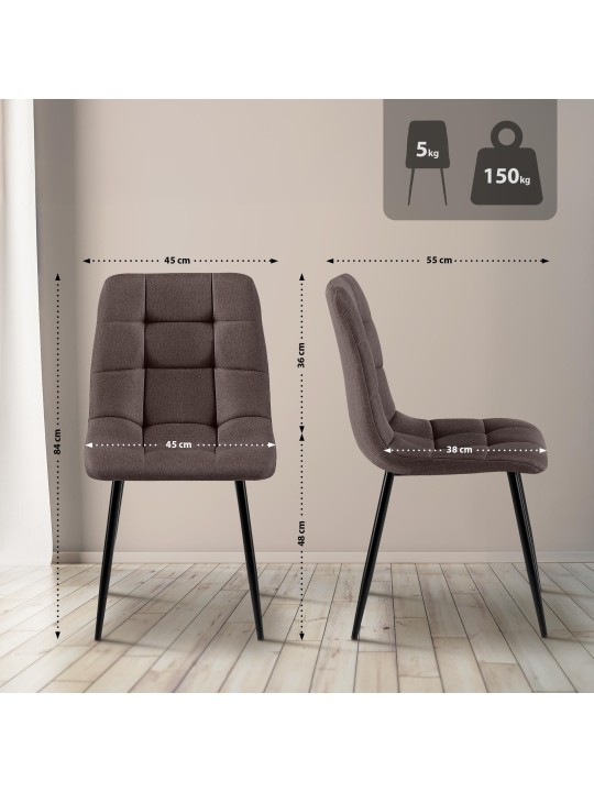 Antibes szövetből álló étkezőszék készlet, barna