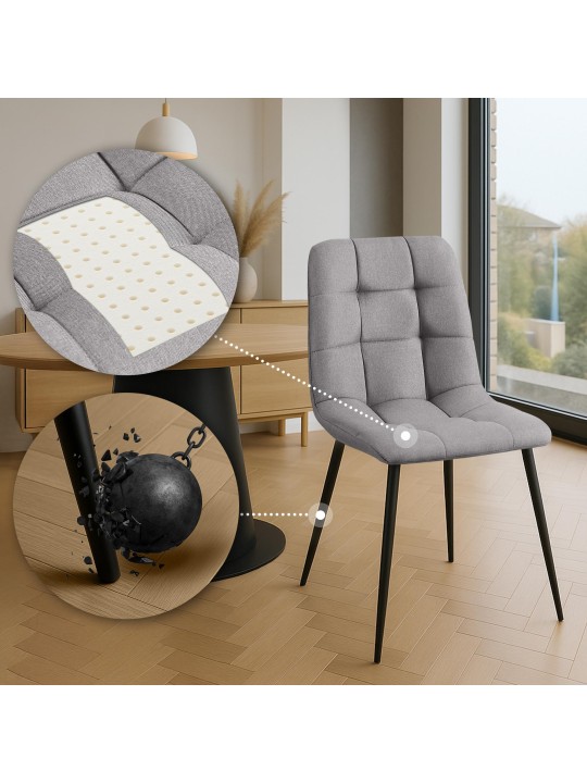 Antibes szövetből álló étkezőszék készlet, világosszürke