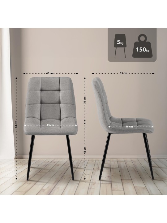 Antibes szövetből álló étkezőszék készlet, világosszürke