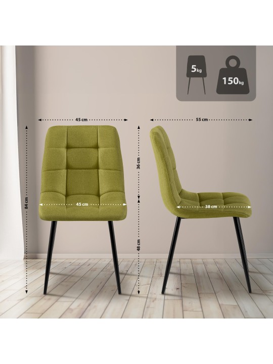 Antibes szövetből álló étkezőszék készlet, zöld