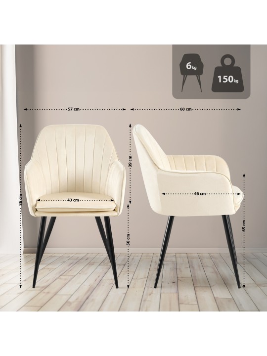 Cheryl bársony étkezőszék, krém