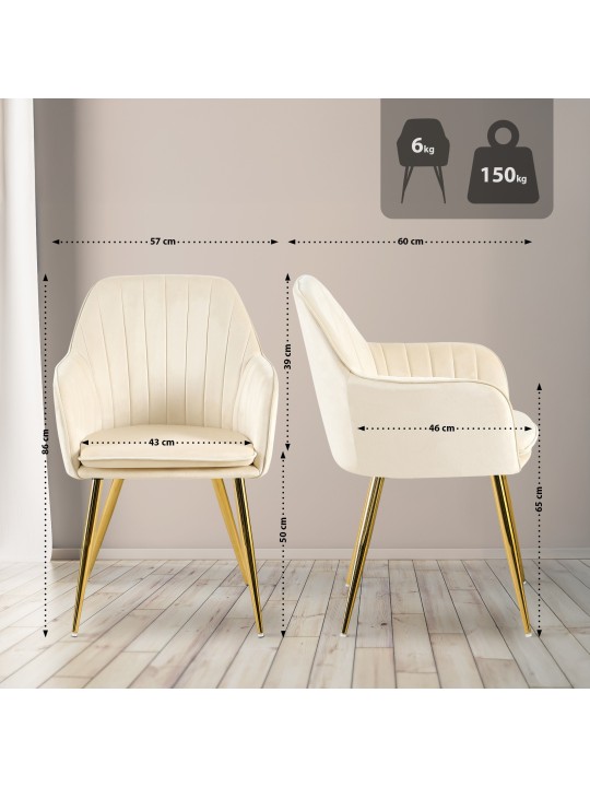 Étkezőszék Cheryl bársony arany, krém