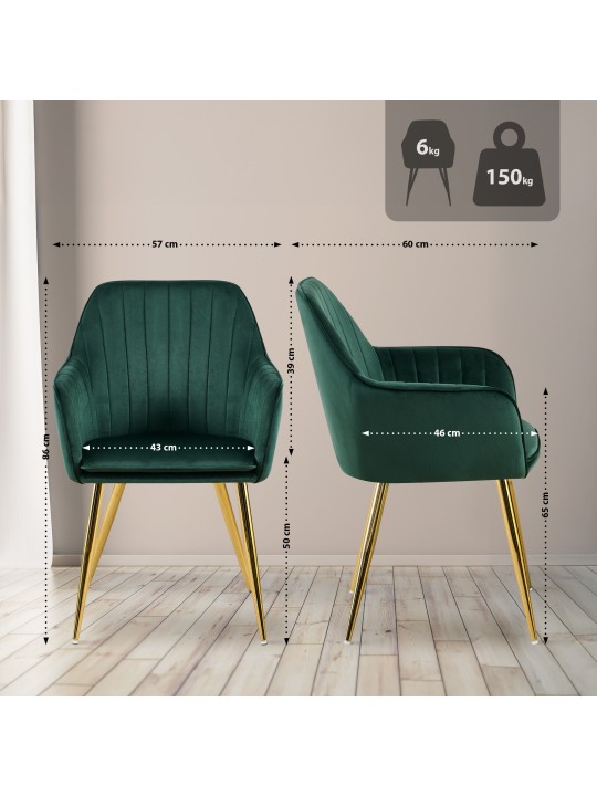 Étkezőszék Cheryl bársony arany, zöld