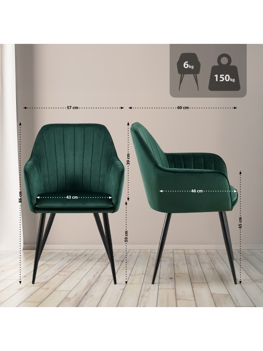 Cheryl bársony étkezőszék, zöld