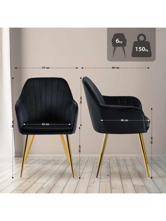 Étkezőszék Cheryl bársony arany, fekete