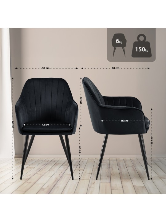 Cheryl bársony étkezőszék, fekete