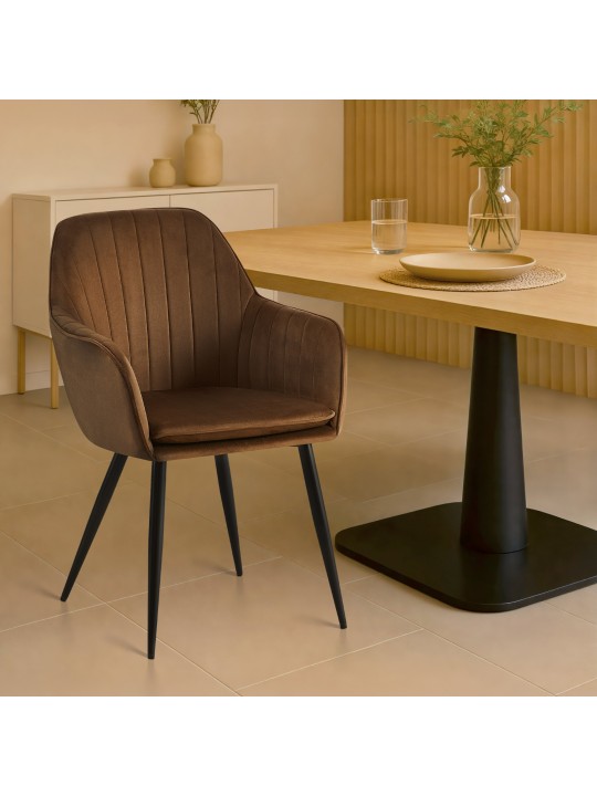 Cheryl bársony étkezőszék, barna