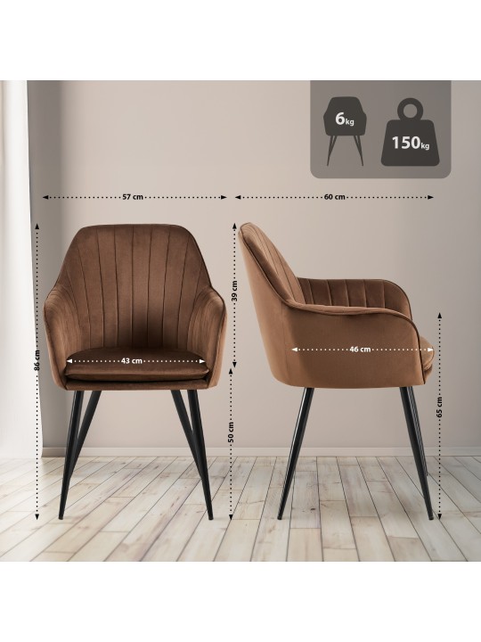 Cheryl bársony étkezőszék, barna