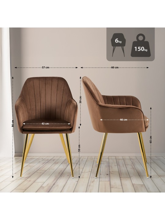 Étkezőszék Cheryl bársony arany, barna