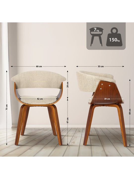 Szék Bruce szövet dió, krém