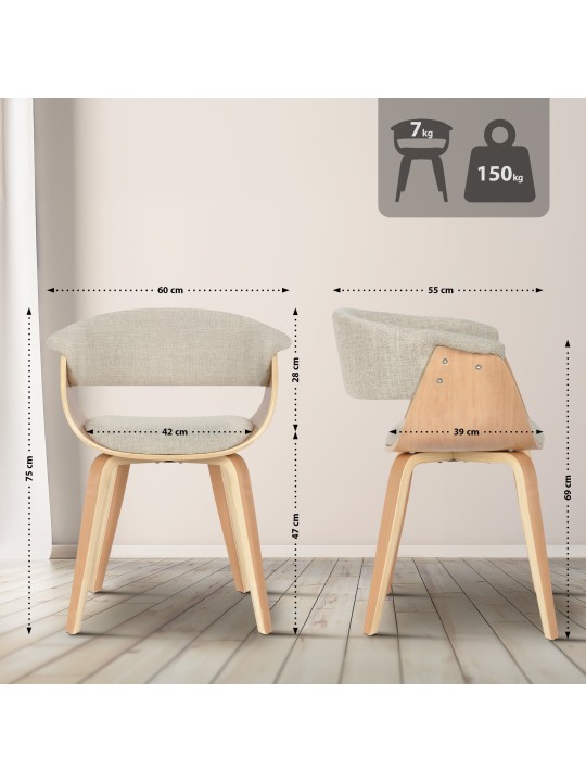 Szék Bruce természetes anyagból, krém