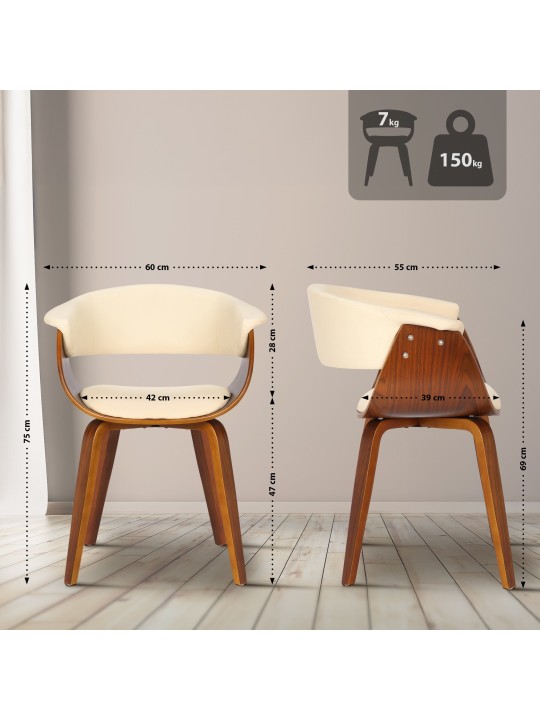 Bruce szék műbőr dió, krém