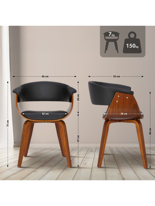 Bruce szék műbőr dió, fekete