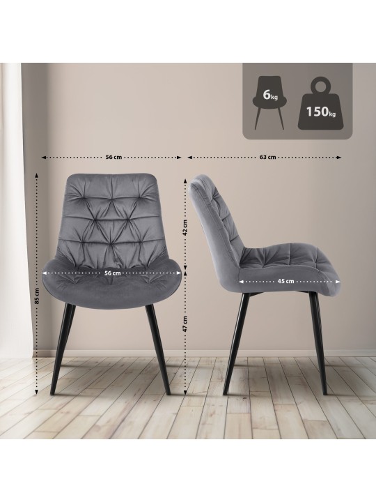 Rossford bársony étkezőszék, sötétszürke
