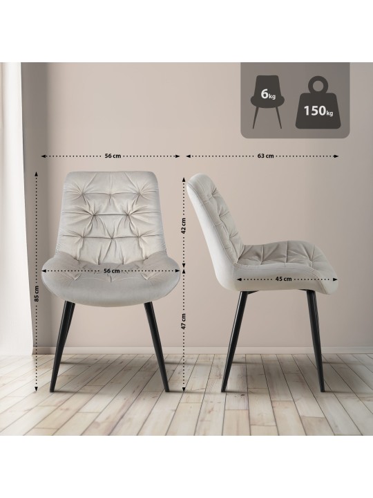 Rossford bársony étkezőszék, szürke