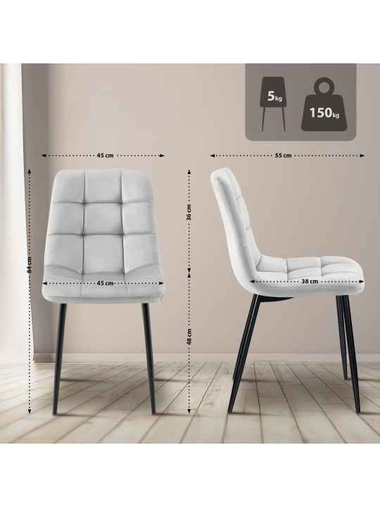 Tilde bársony étkezőszék, szürke